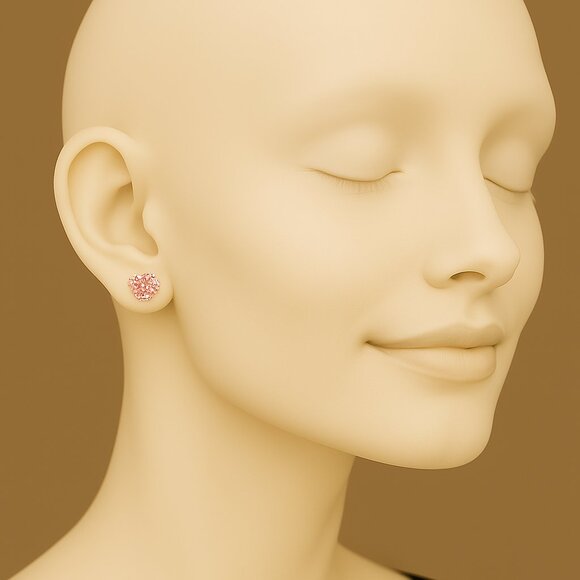 Tiny Pink Crystal Stud Earrings. Great for babies first pair. - Picture 2 of 13